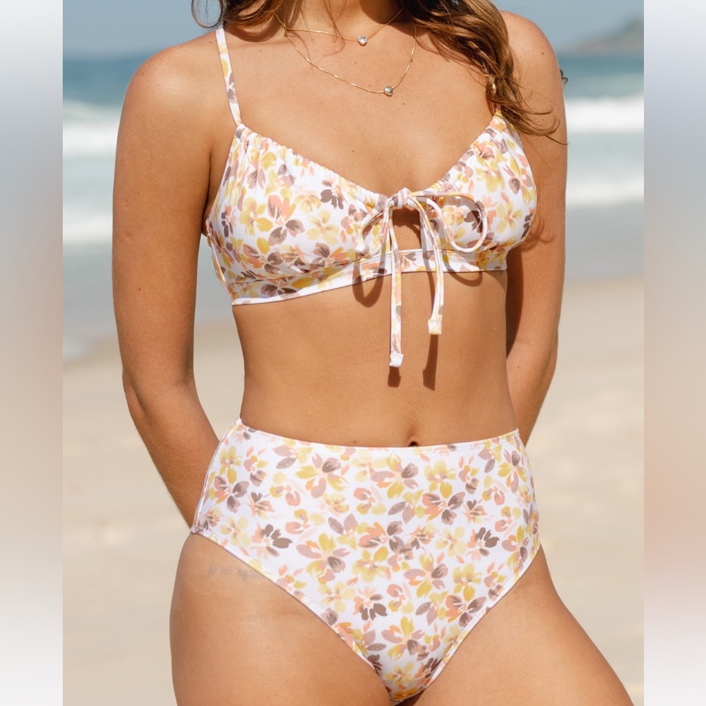 Floral High-Waisted Bikini Set